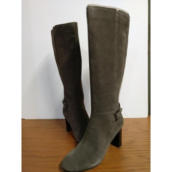 Bandolino Bilya Womens Medium Green Suede Knee-High Boots Size 10M With Buckle D - Picture 1 of 11